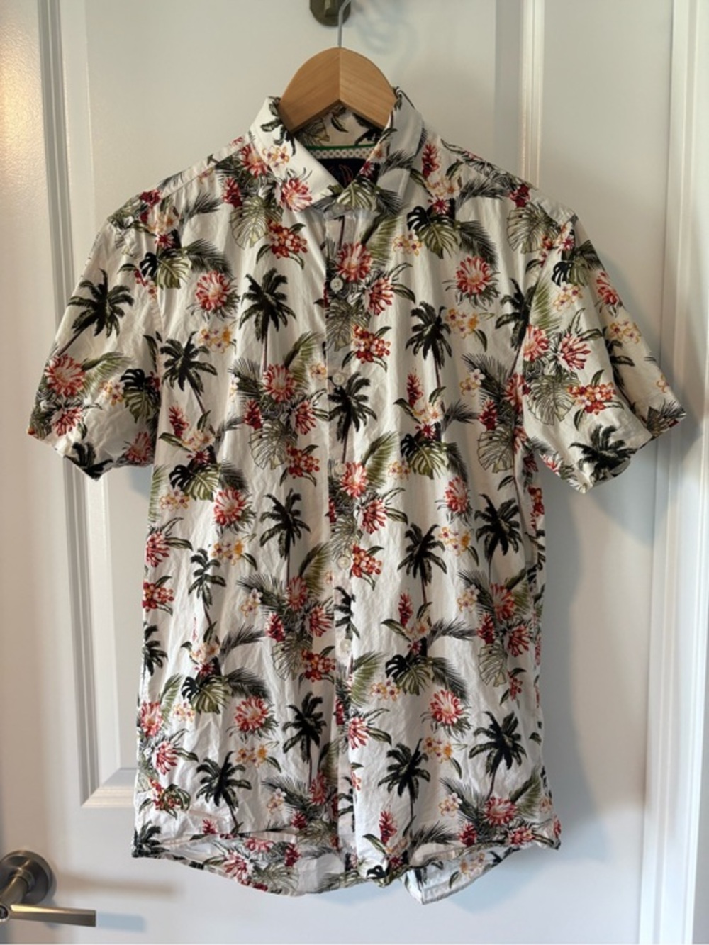 John Lennon 100% Cotton Tropical Print Button Down Shirt Size Small